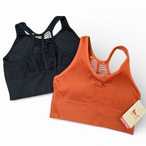 NWT Pro-Fit Seamless Sports Bra in Rust and Black. Set of 2